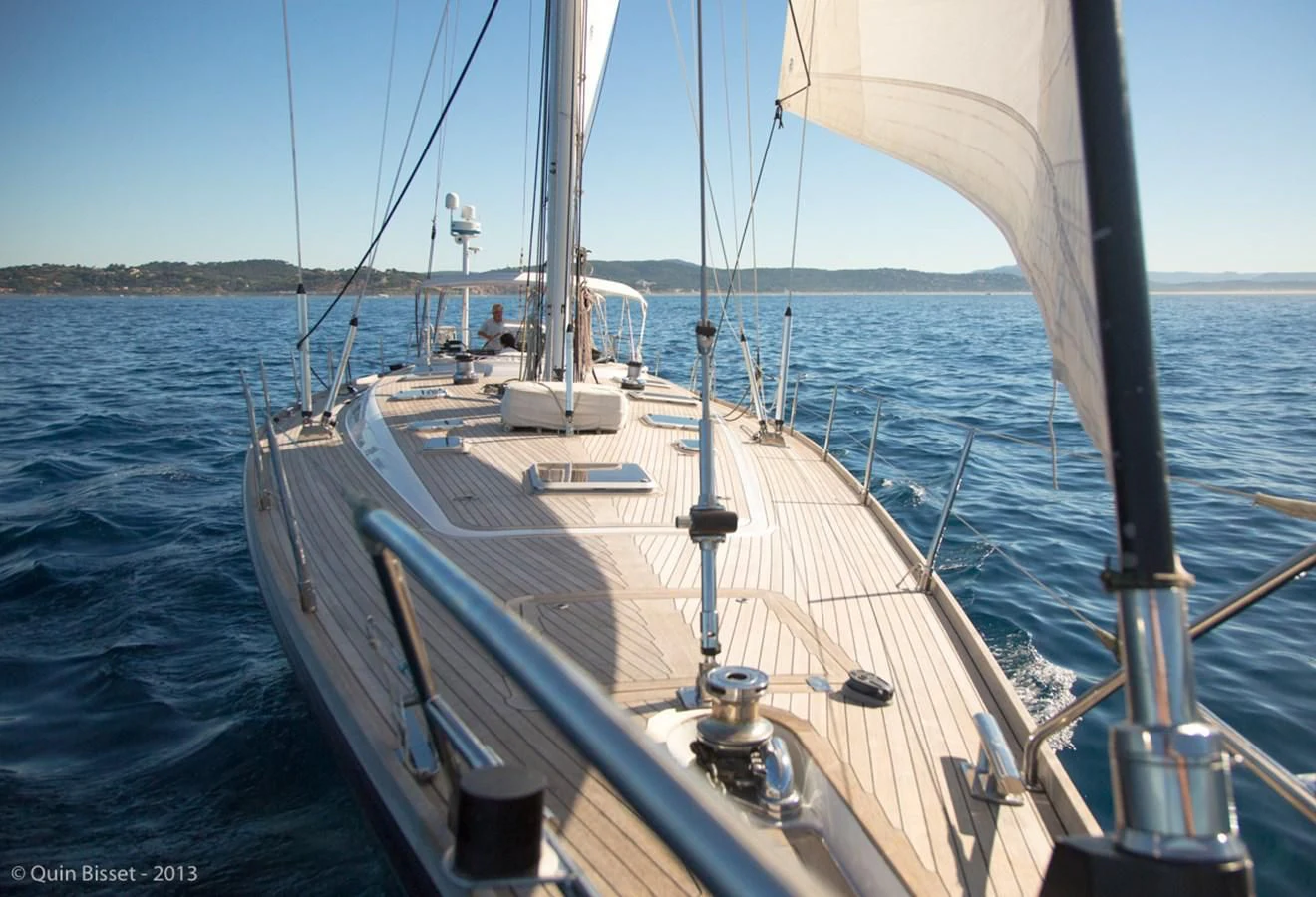 a boat on the water aboard FAR OUT Yacht for Sale