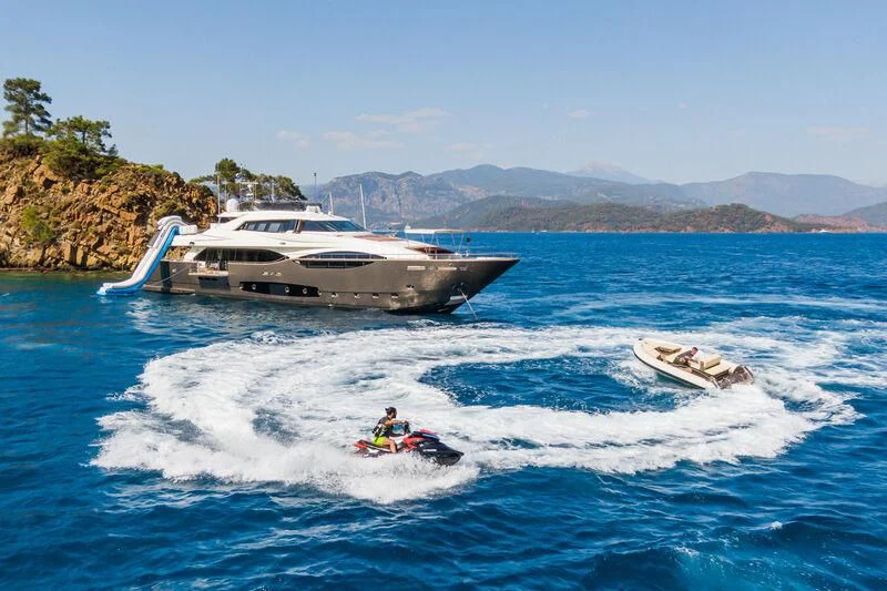 a boat on the water aboard THALYSSA Yacht for Charter
