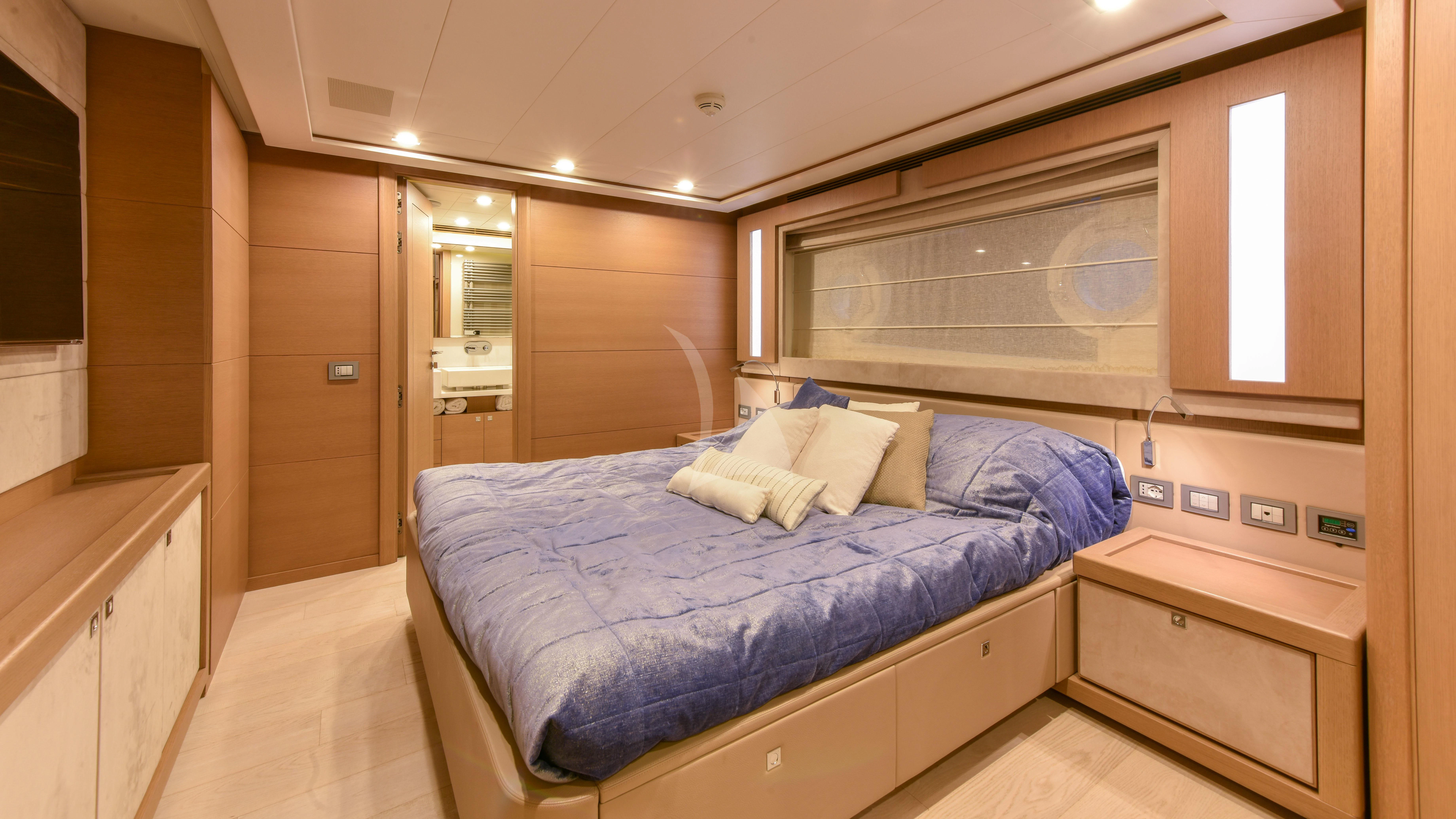 a bed in a room aboard THALYSSA Yacht for Charter
