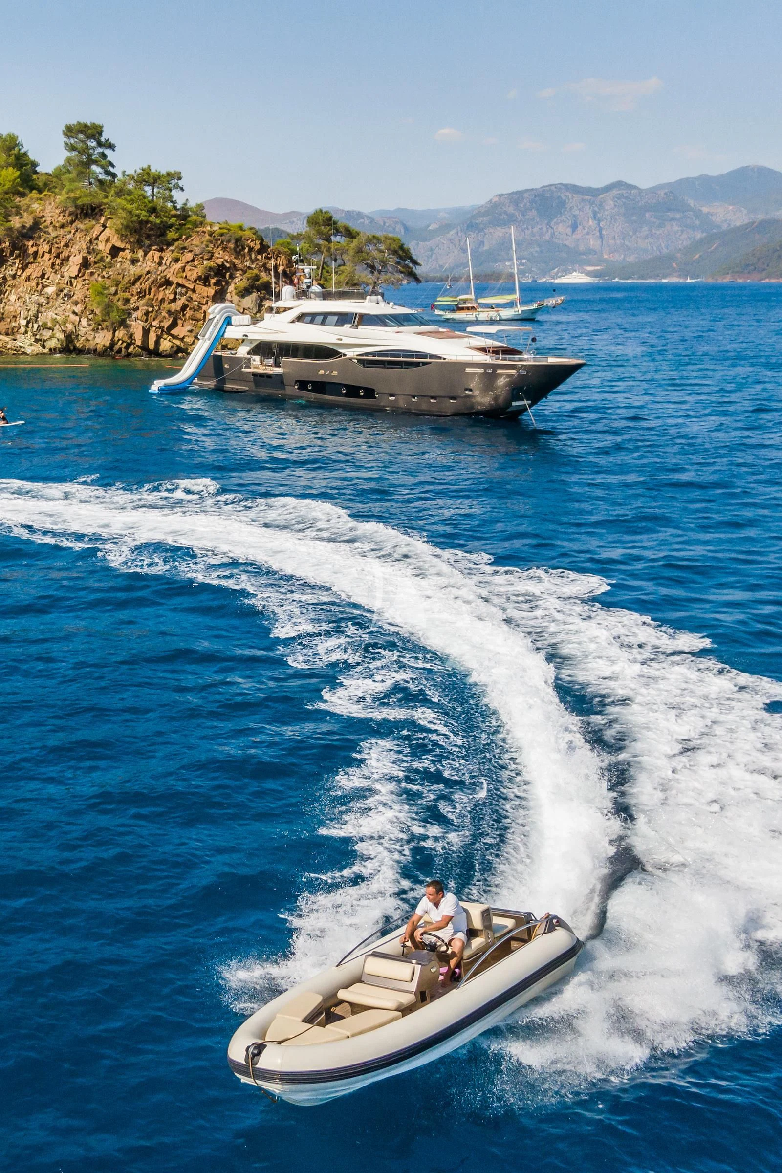 a boat on the water aboard THALYSSA Yacht for Charter