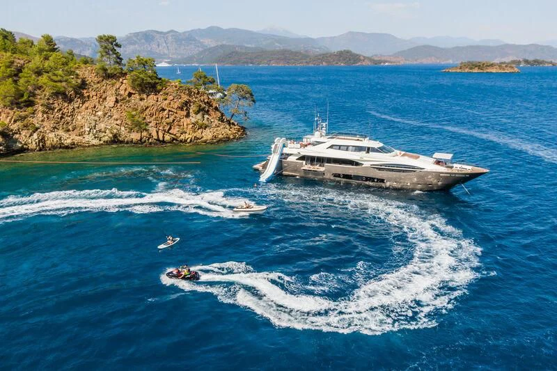 a boat sailing on the sea aboard THALYSSA Yacht for Charter