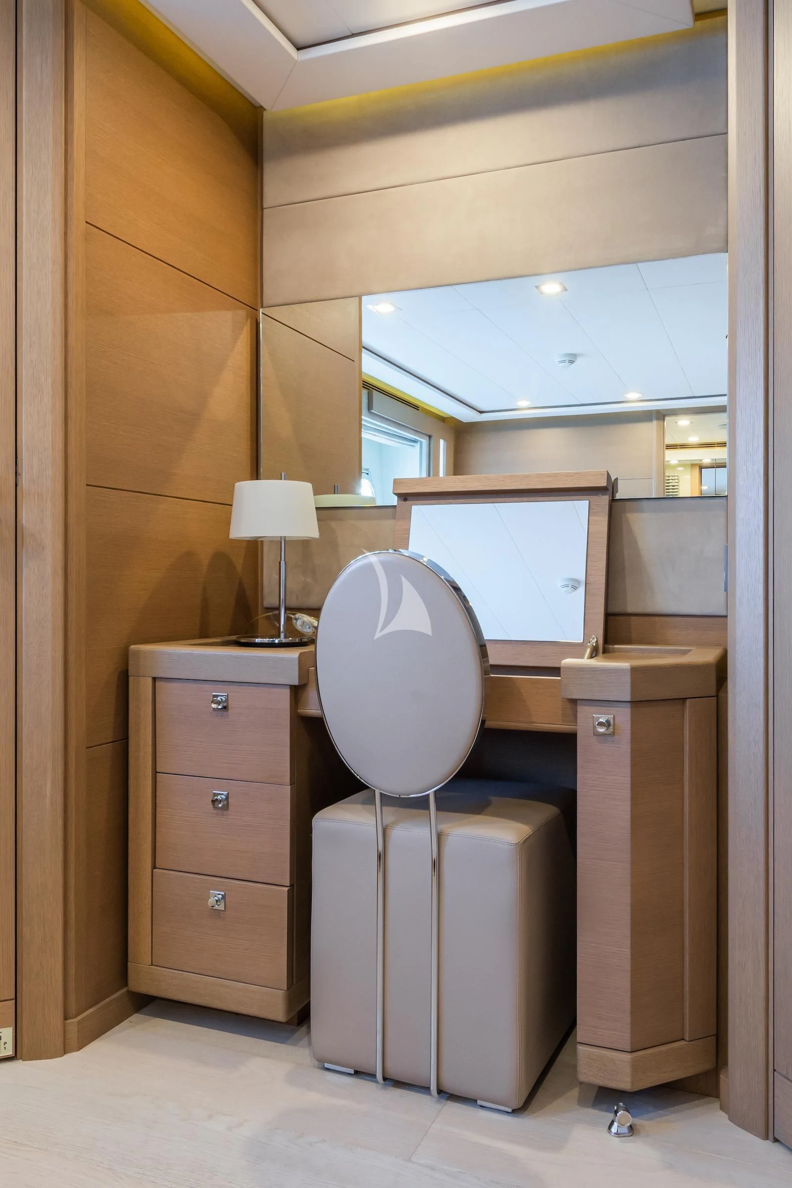 a room with a computer and a desk aboard THALYSSA Yacht for Charter