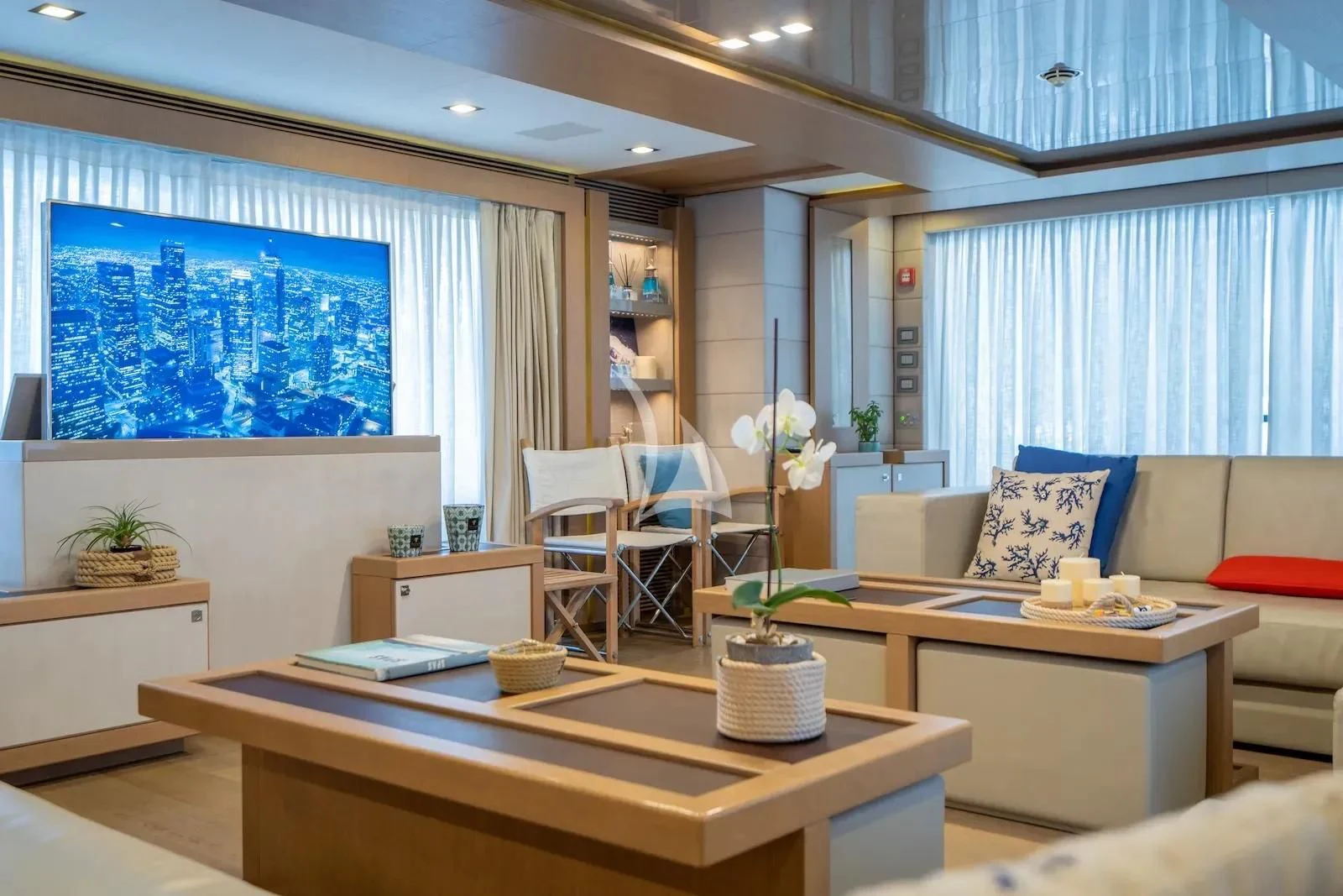 a room with a table and chairs aboard THALYSSA Yacht for Charter