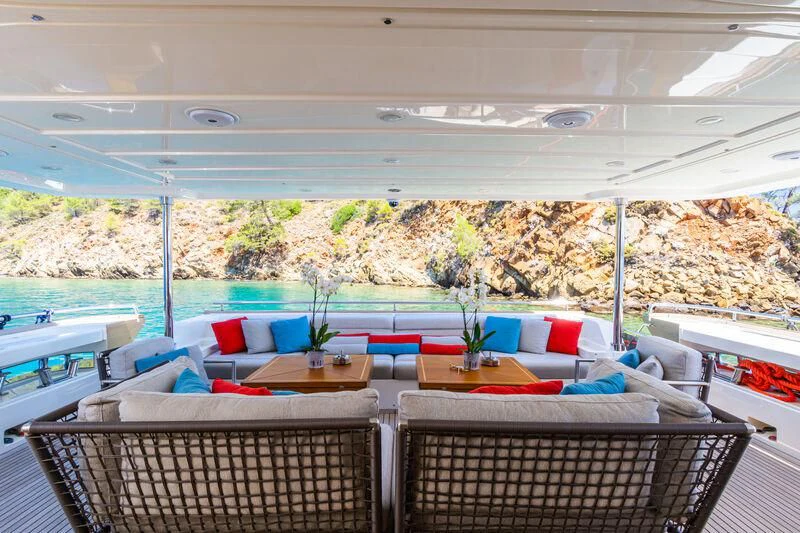 a room with couches and tables aboard THALYSSA Yacht for Charter