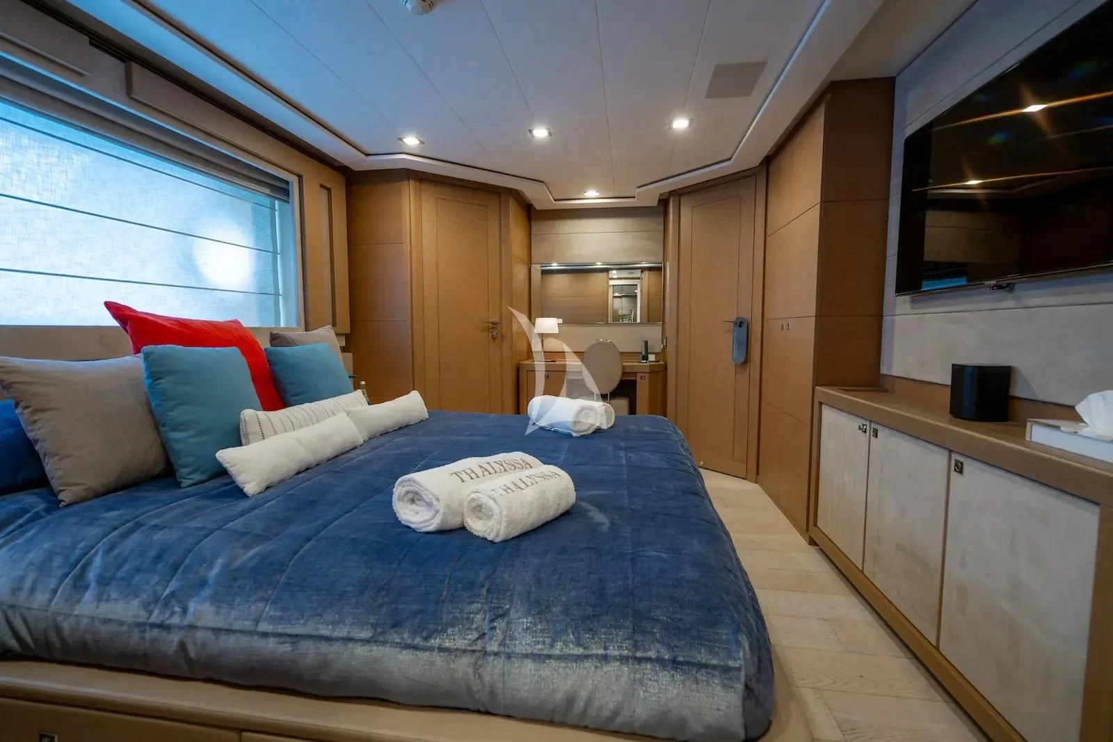 a bed in a cabin aboard THALYSSA Yacht for Charter
