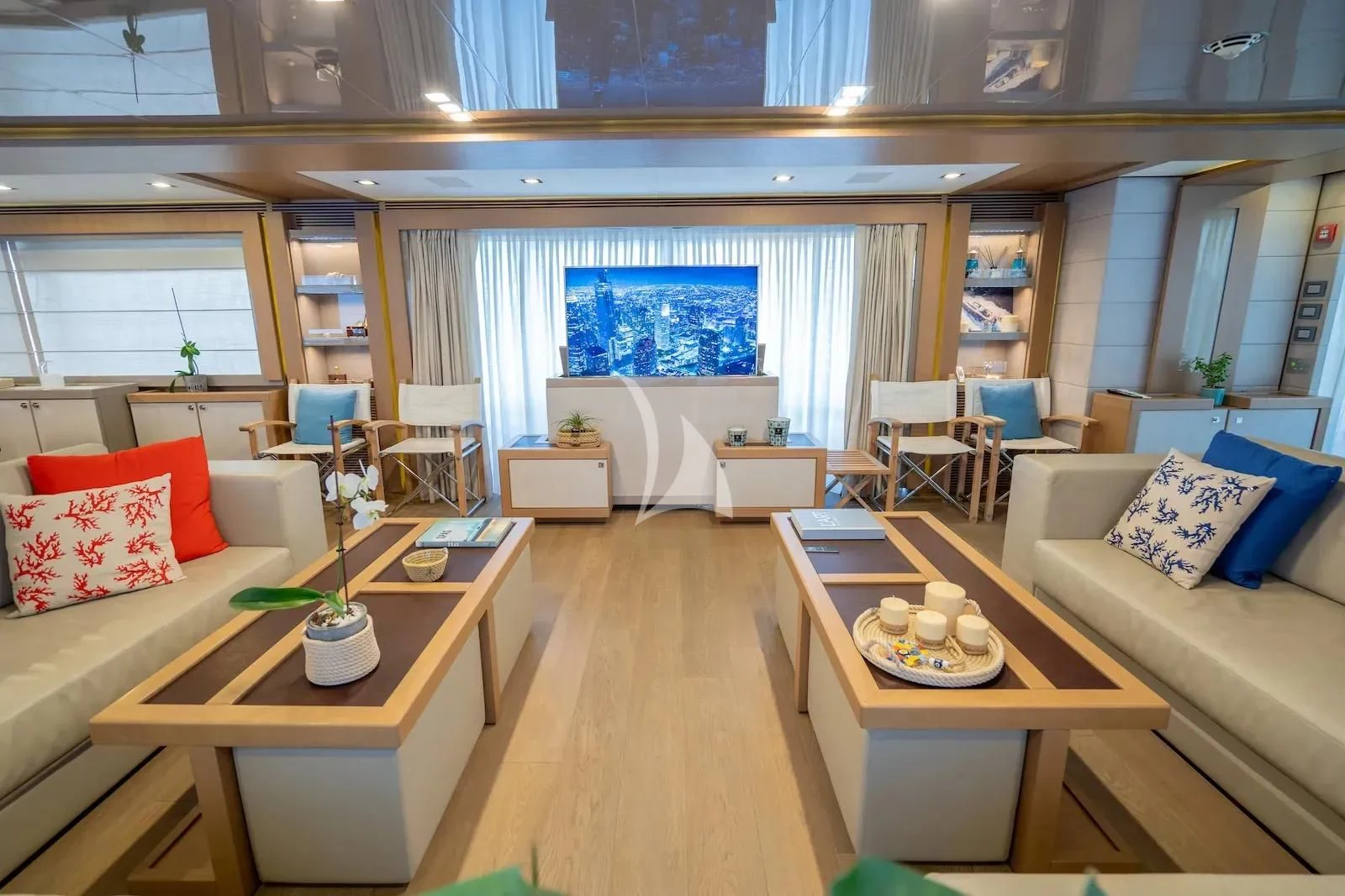 a room with a table and chairs aboard THALYSSA Yacht for Charter