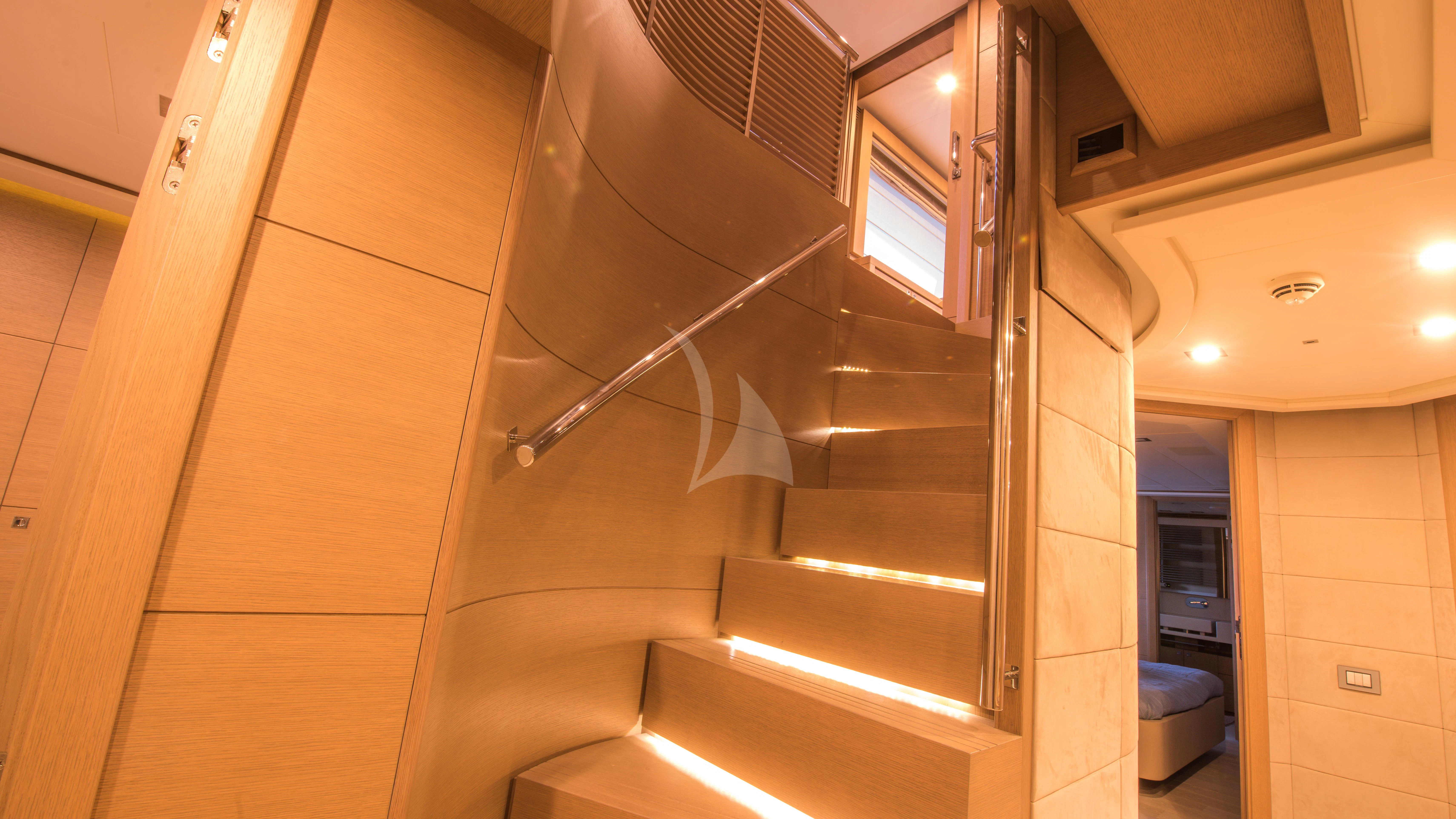 a bathroom with a glass shower aboard THALYSSA Yacht for Charter