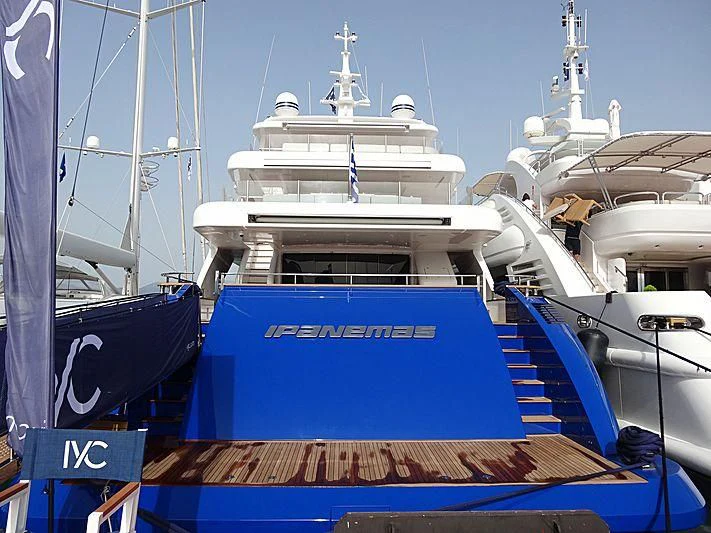 a large boat in the water aboard IPANEMAS Yacht for Sale
