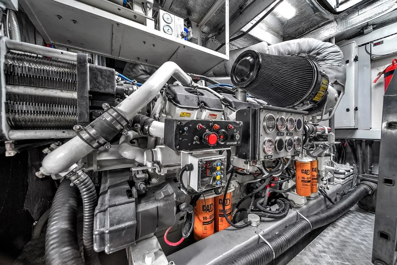 a machine with a large metal pipe aboard 82' SUNSEEKER PREDATOR 82 Yacht for Sale