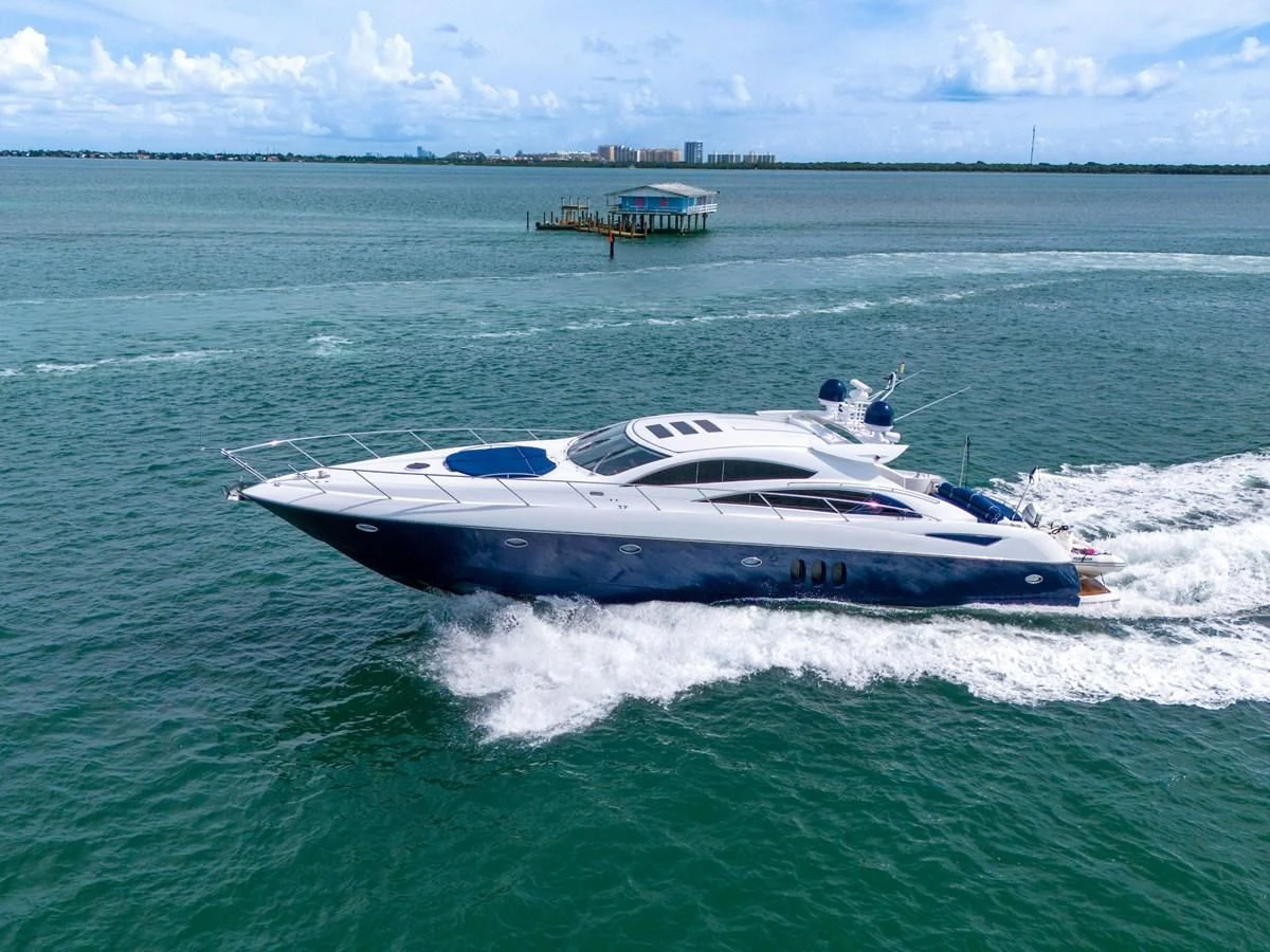 a boat in the water aboard 82' SUNSEEKER PREDATOR 82 Yacht for Sale