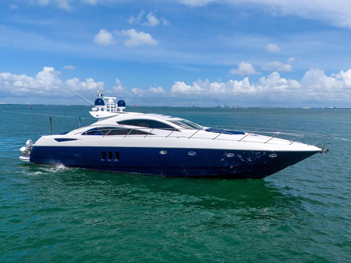 a boat in the water aboard 82' SUNSEEKER PREDATOR 82 Yacht for Sale