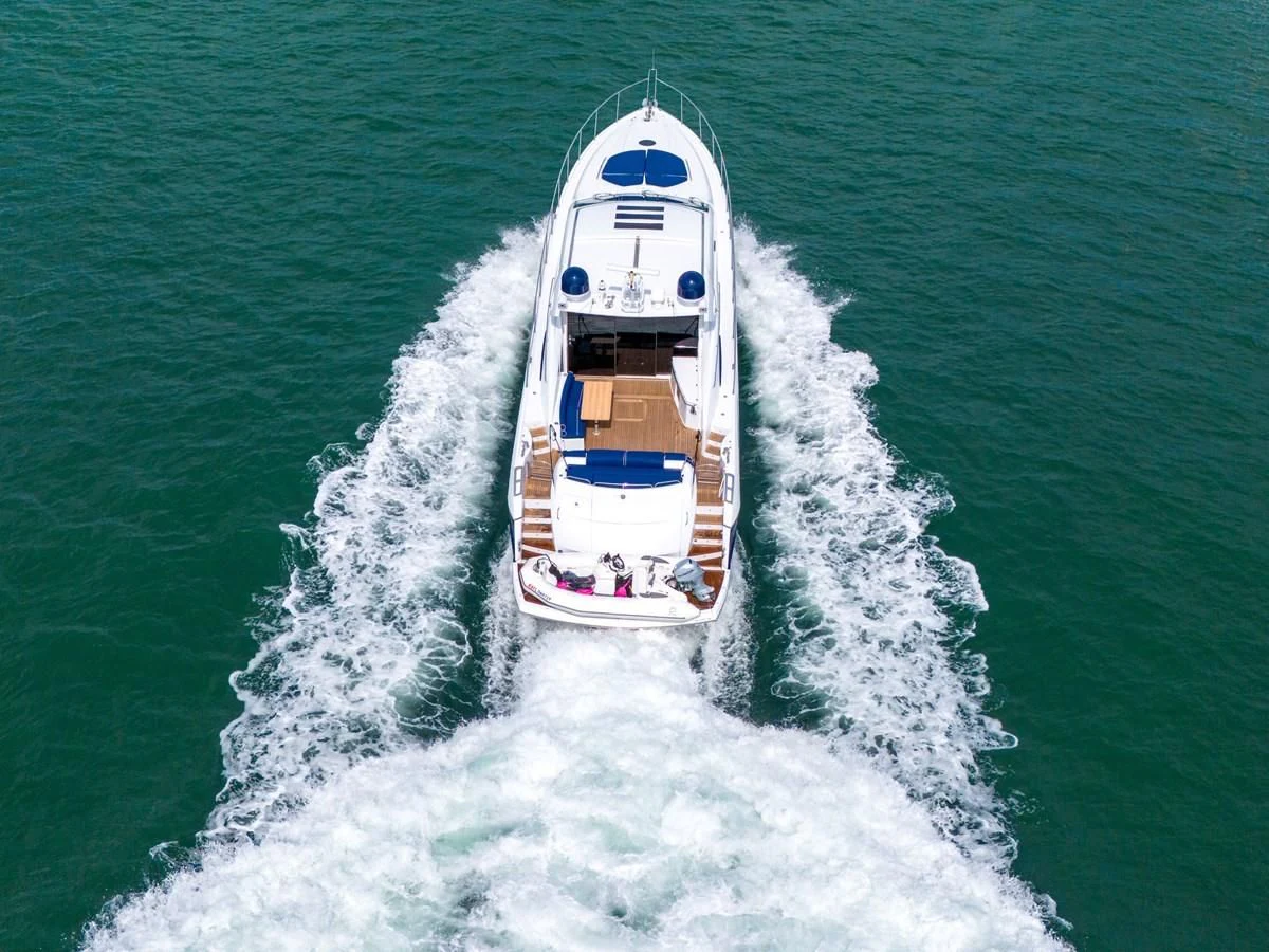 a ship in the water aboard 82' SUNSEEKER PREDATOR 82 Yacht for Sale