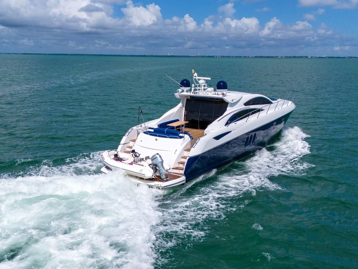 a boat on the water aboard 82' SUNSEEKER PREDATOR 82 Yacht for Sale