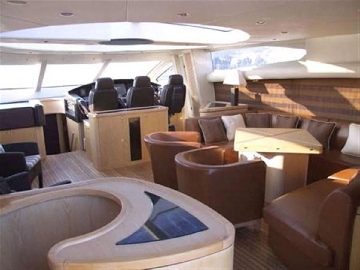 inside of a tent with chairs and tables aboard 82' SUNSEEKER PREDATOR 82 Yacht for Sale