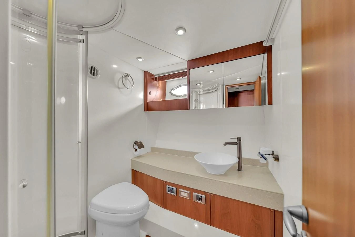a bathroom with a sink and a toilet aboard 82' SUNSEEKER PREDATOR 82 Yacht for Sale