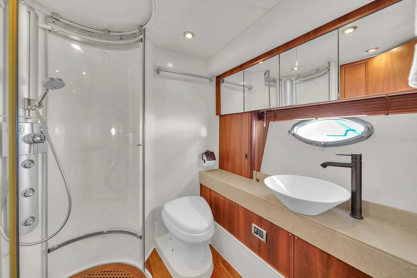 a bathroom with a sink and a toilet aboard 82' SUNSEEKER PREDATOR 82 Yacht for Sale