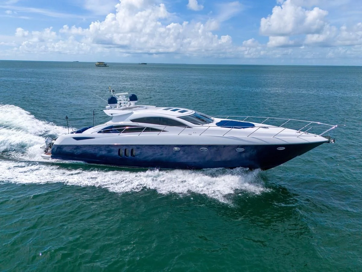 a boat on the water aboard 82' SUNSEEKER PREDATOR 82 Yacht for Sale