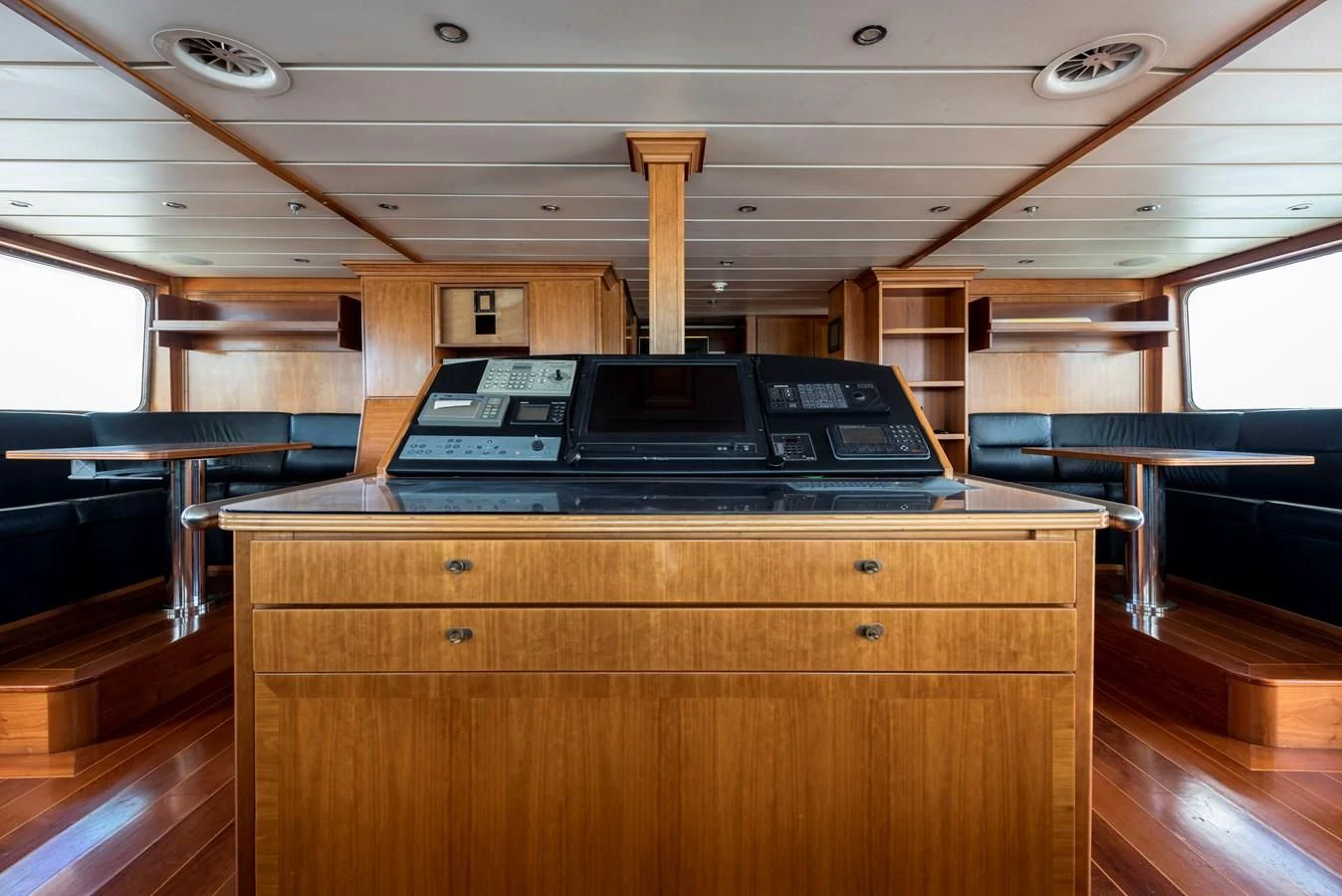 a large kitchen with a large island aboard BIG ARON Yacht for Sale