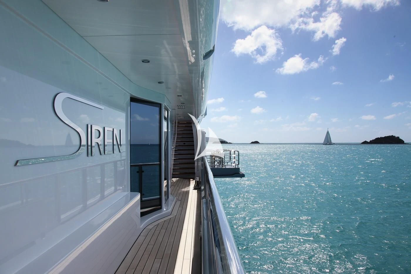 a boat on the water aboard SIREN Yacht for Sale