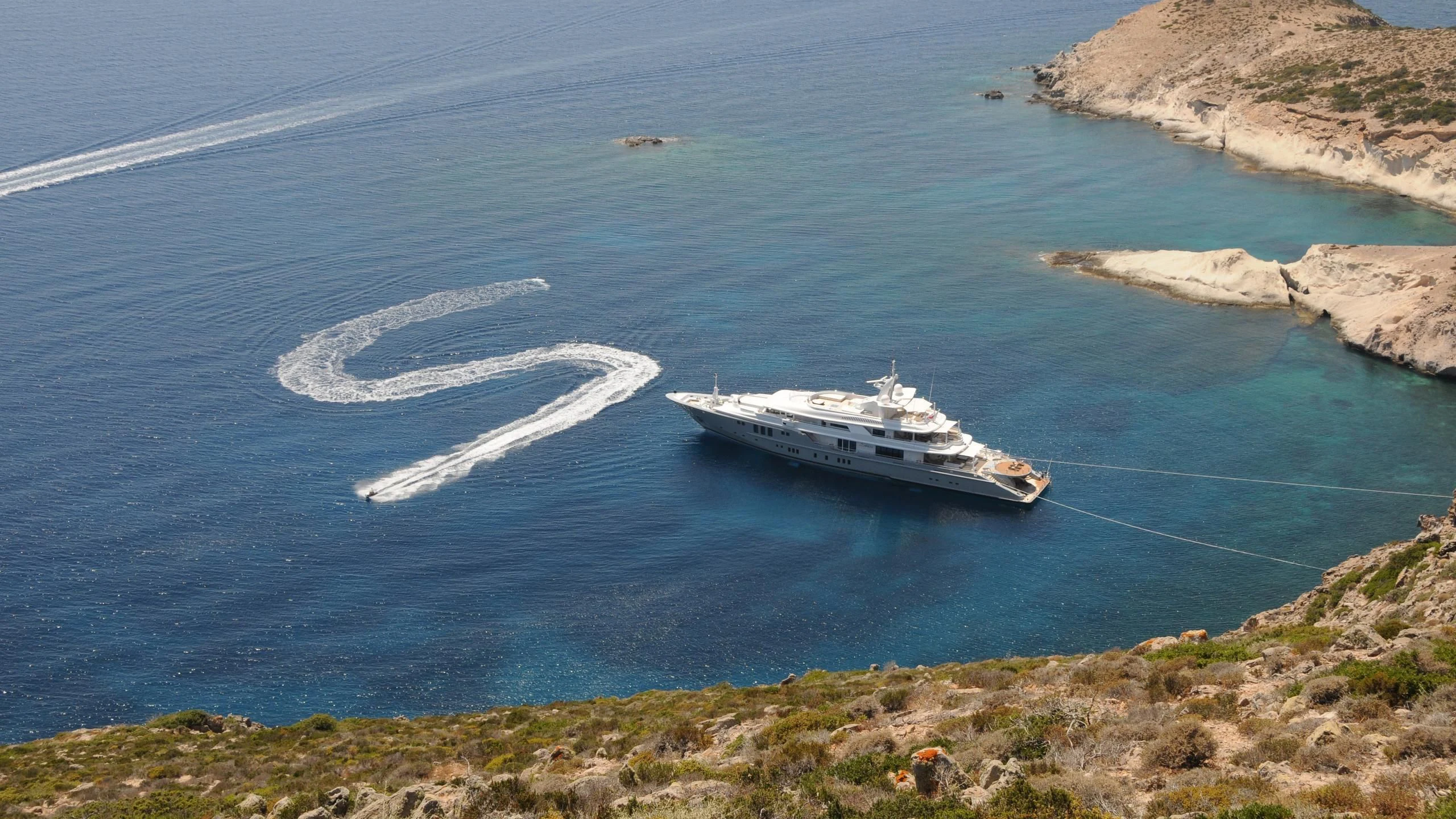 a boat on the water aboard SIREN Yacht for Sale