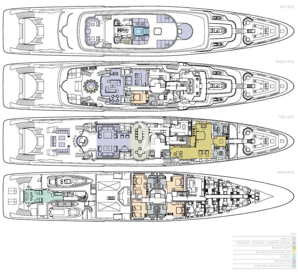 diagram, engineering drawing aboard SIREN Yacht for Sale