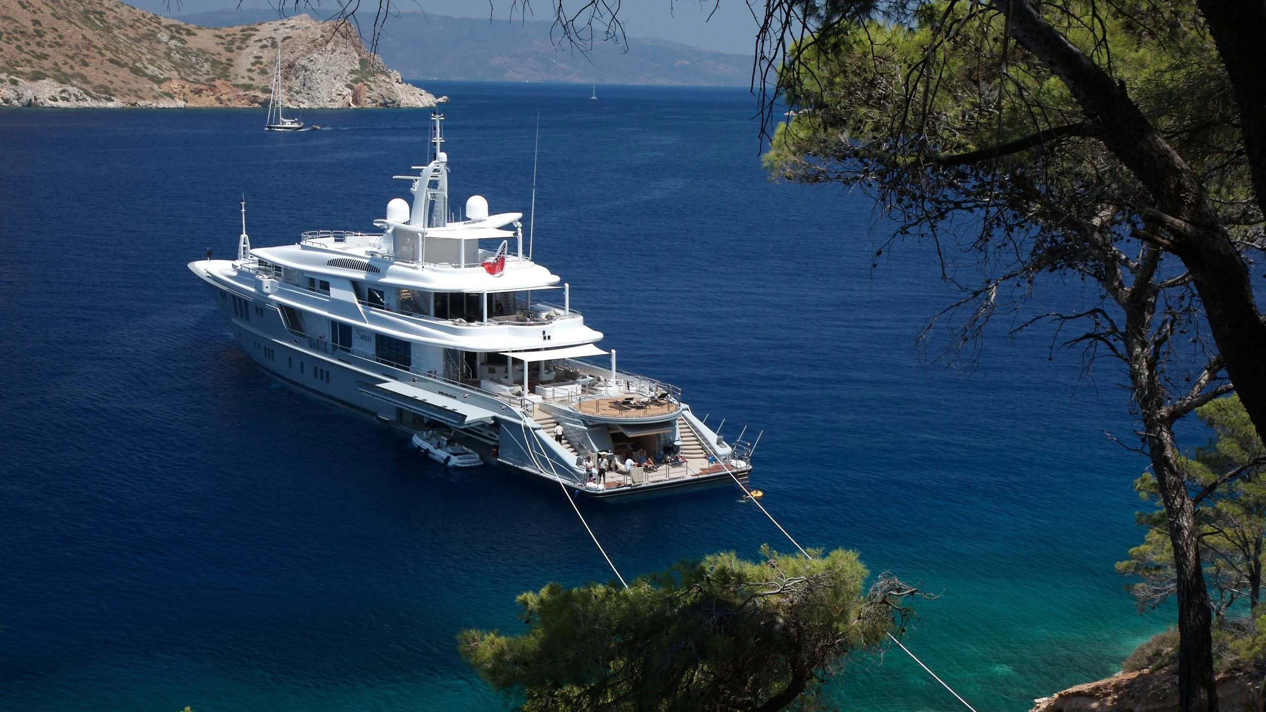a boat on the water aboard SIREN Yacht for Sale