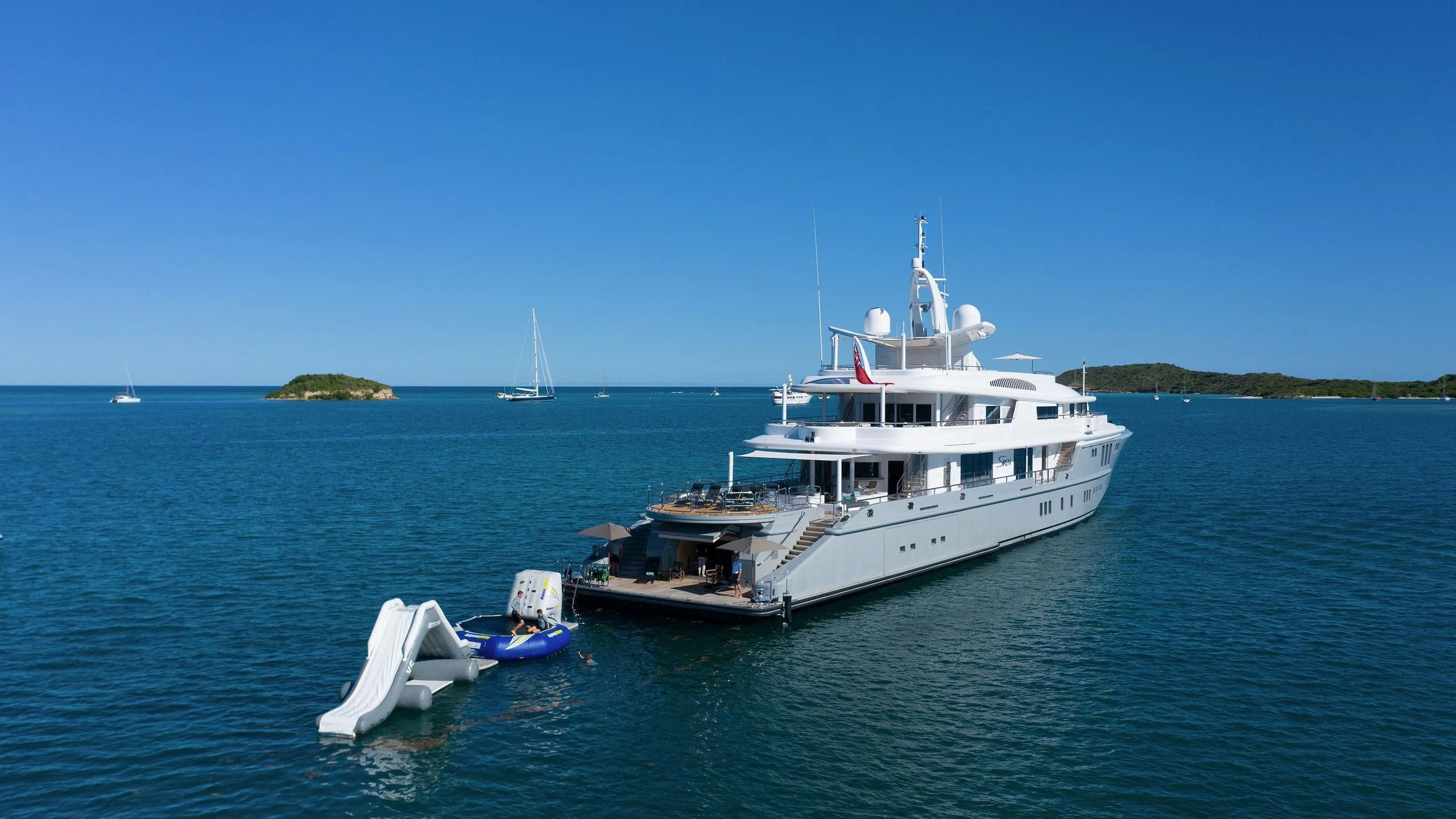 a boat in the water aboard SIREN Yacht for Sale