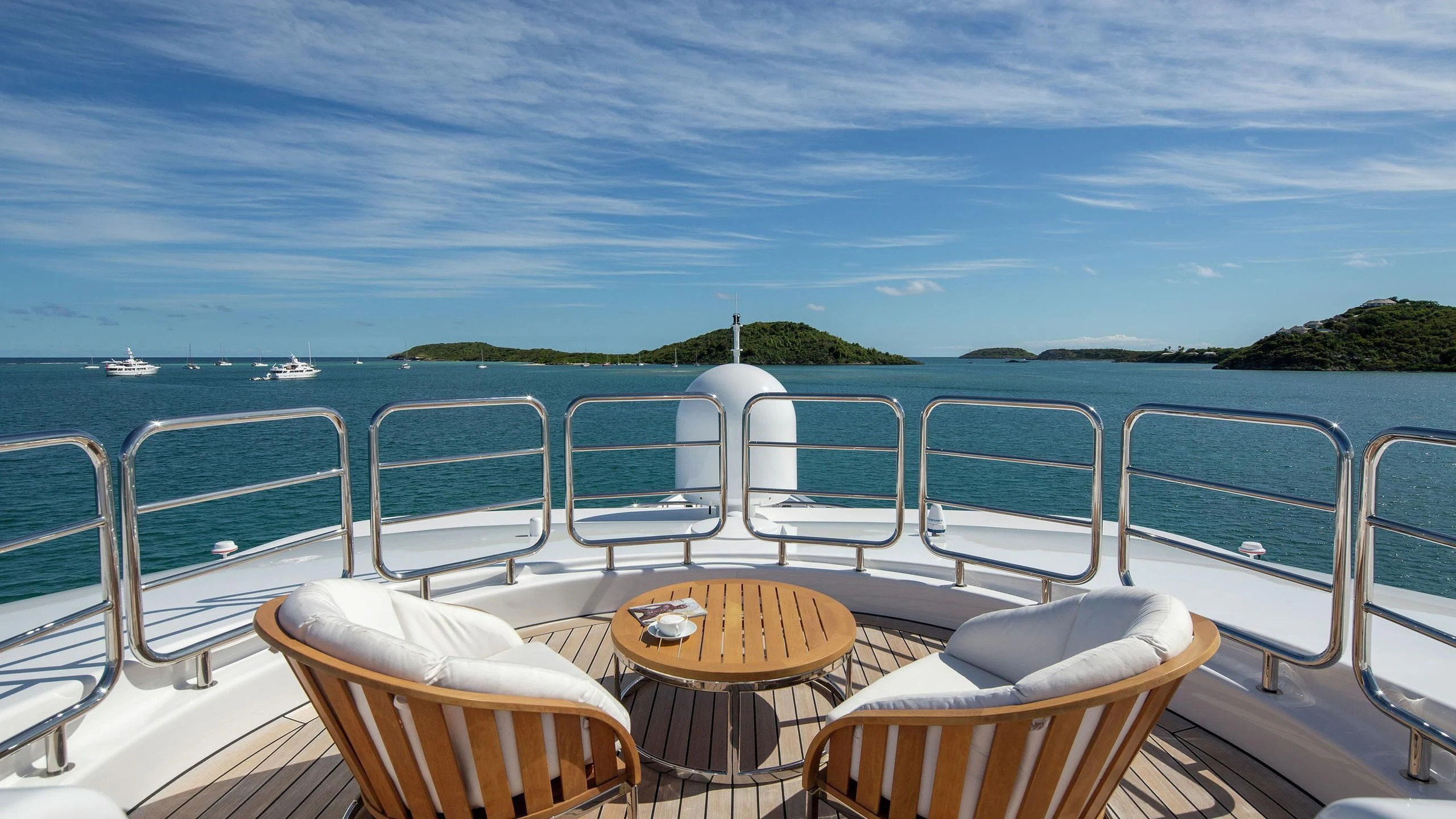 a boat with open doors aboard SIREN Yacht for Sale