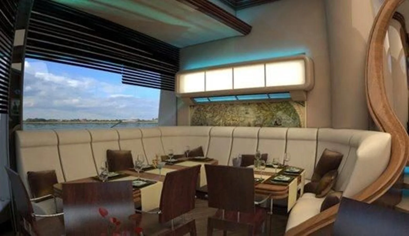 a room with a large window aboard 2020 ORION ORSOS ISLAND Yacht for Sale