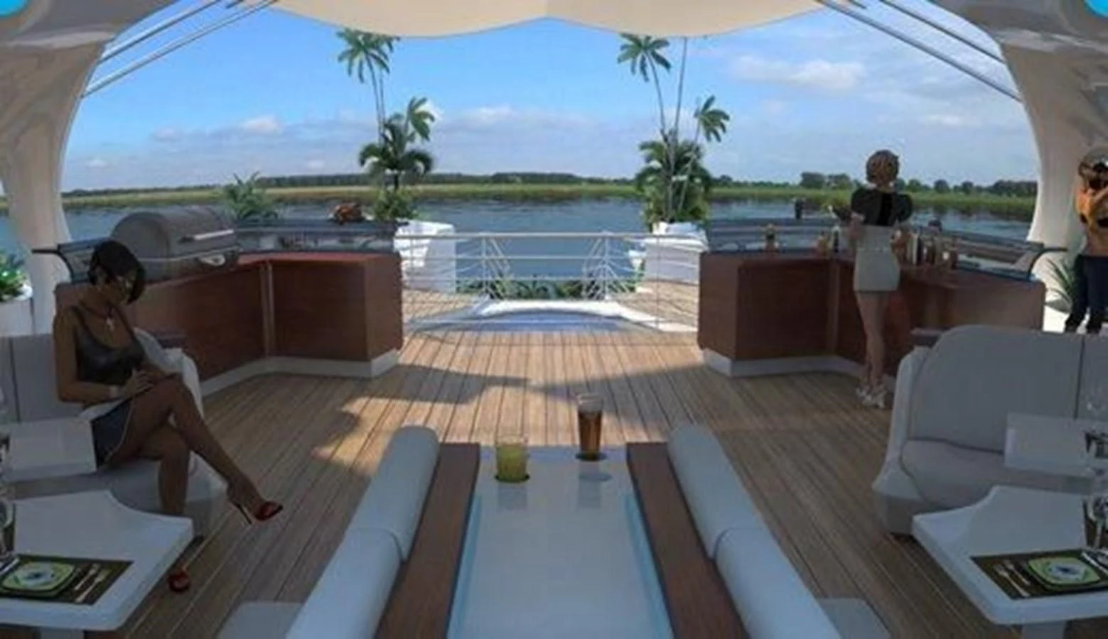 a person sitting on a couch aboard 2020 ORION ORSOS ISLAND Yacht for Sale