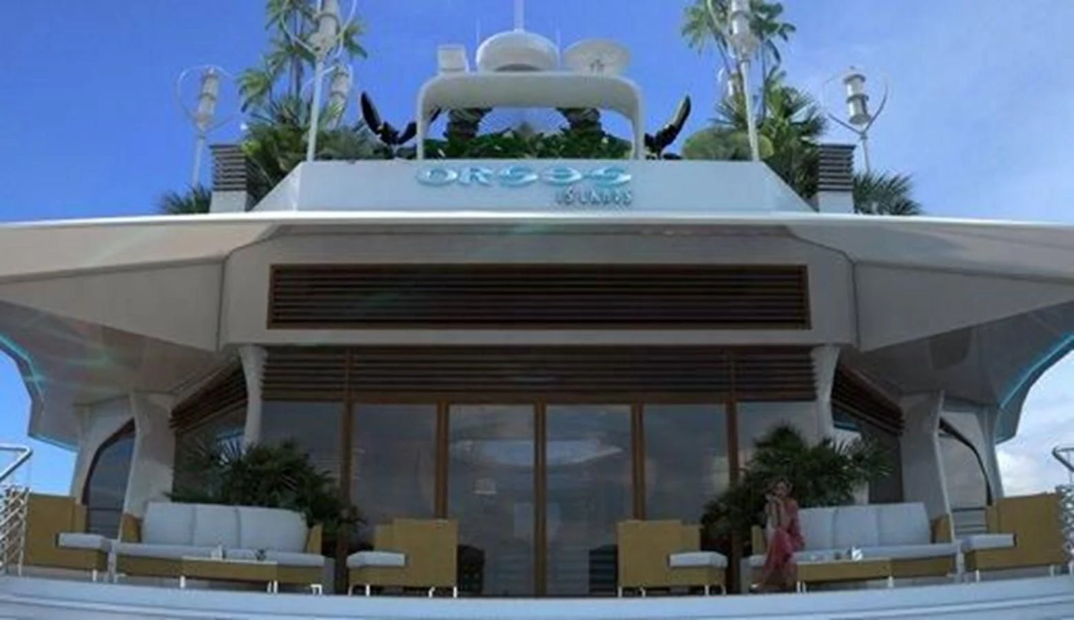 a building with a fountain aboard 2020 ORION ORSOS ISLAND Yacht for Sale
