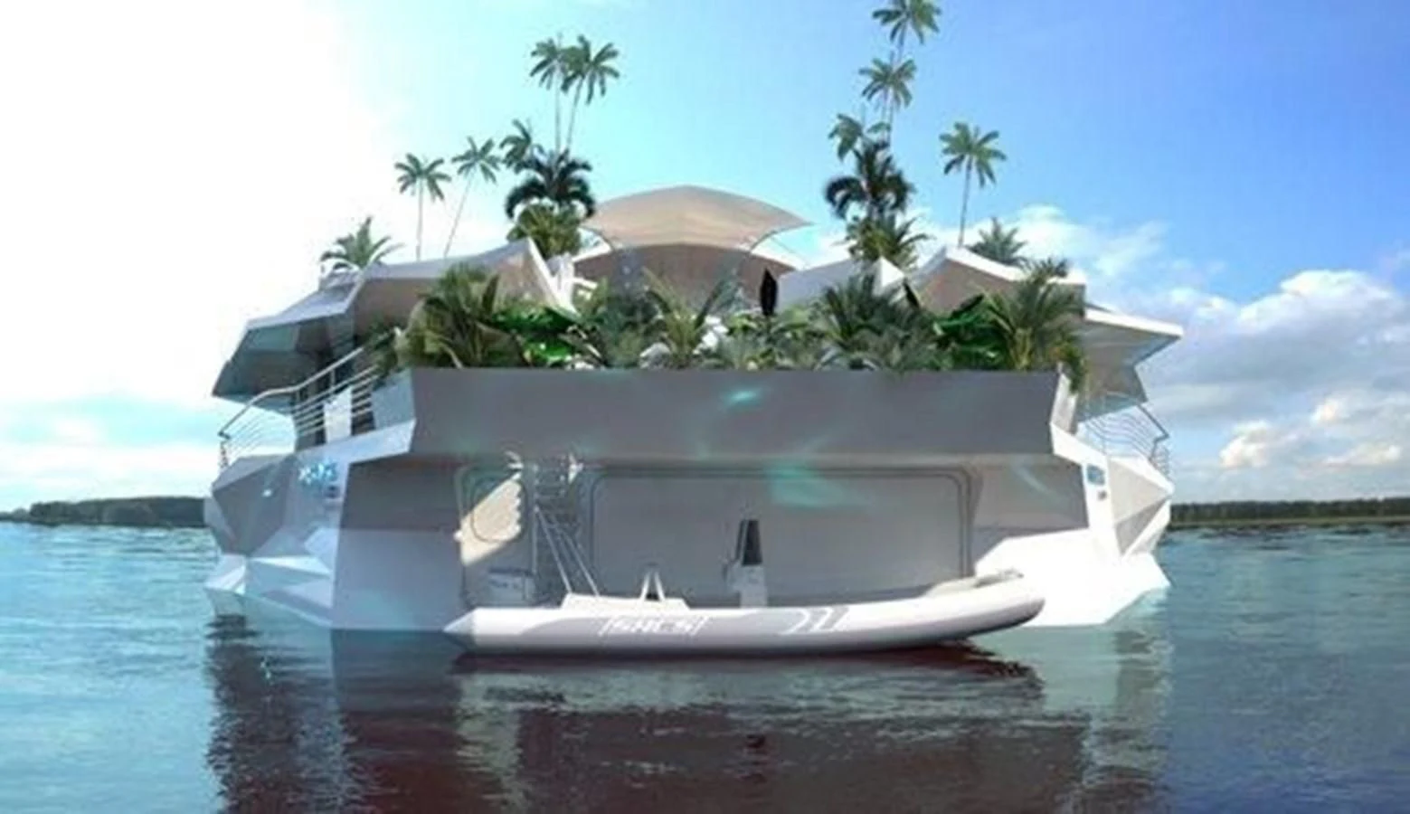 a white boat on the water aboard 2020 ORION ORSOS ISLAND Yacht for Sale