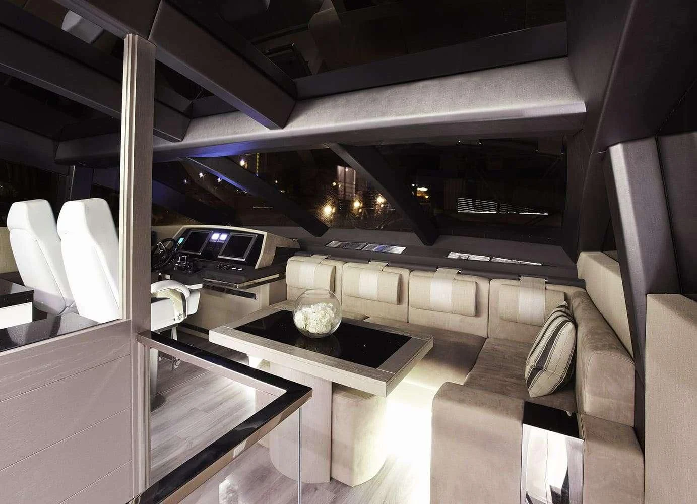 inside of a vehicle aboard FINALLY Yacht for Charter