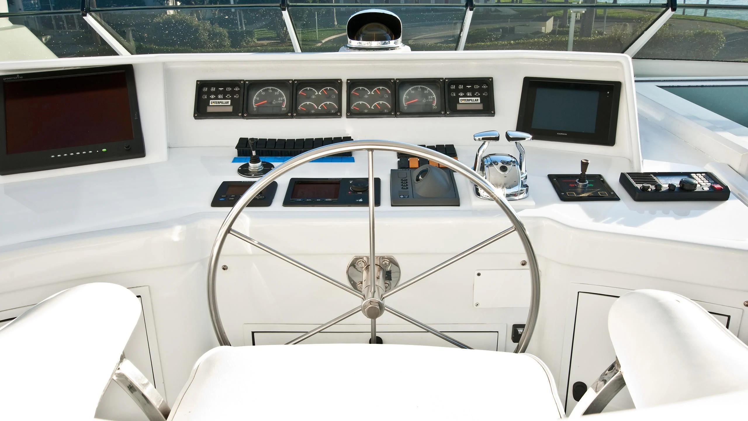 inside of a white car aboard VIAGGIO Yacht for Sale