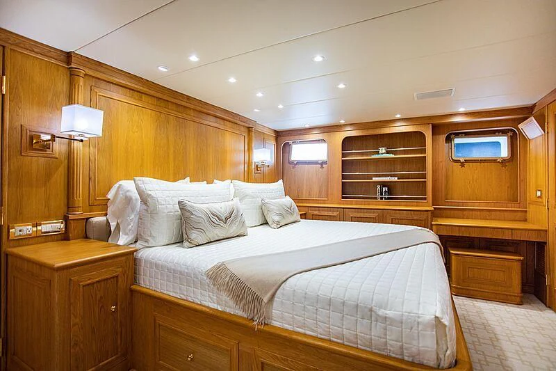 a bed in a cabin aboard VIAGGIO Yacht for Sale