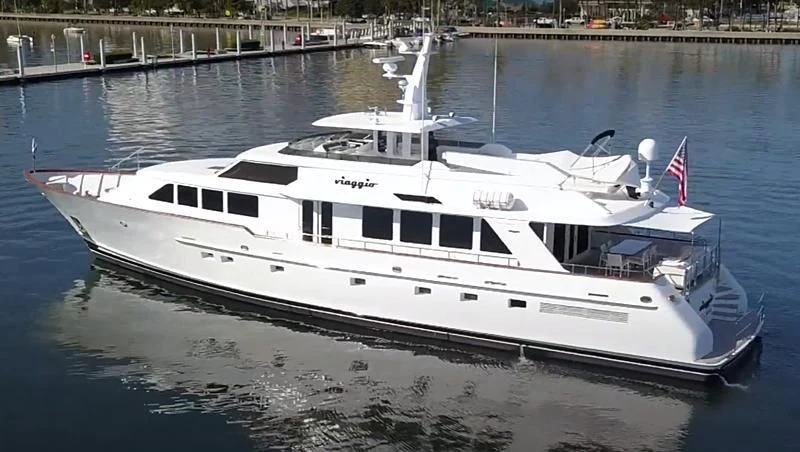 a large white boat aboard VIAGGIO Yacht for Sale