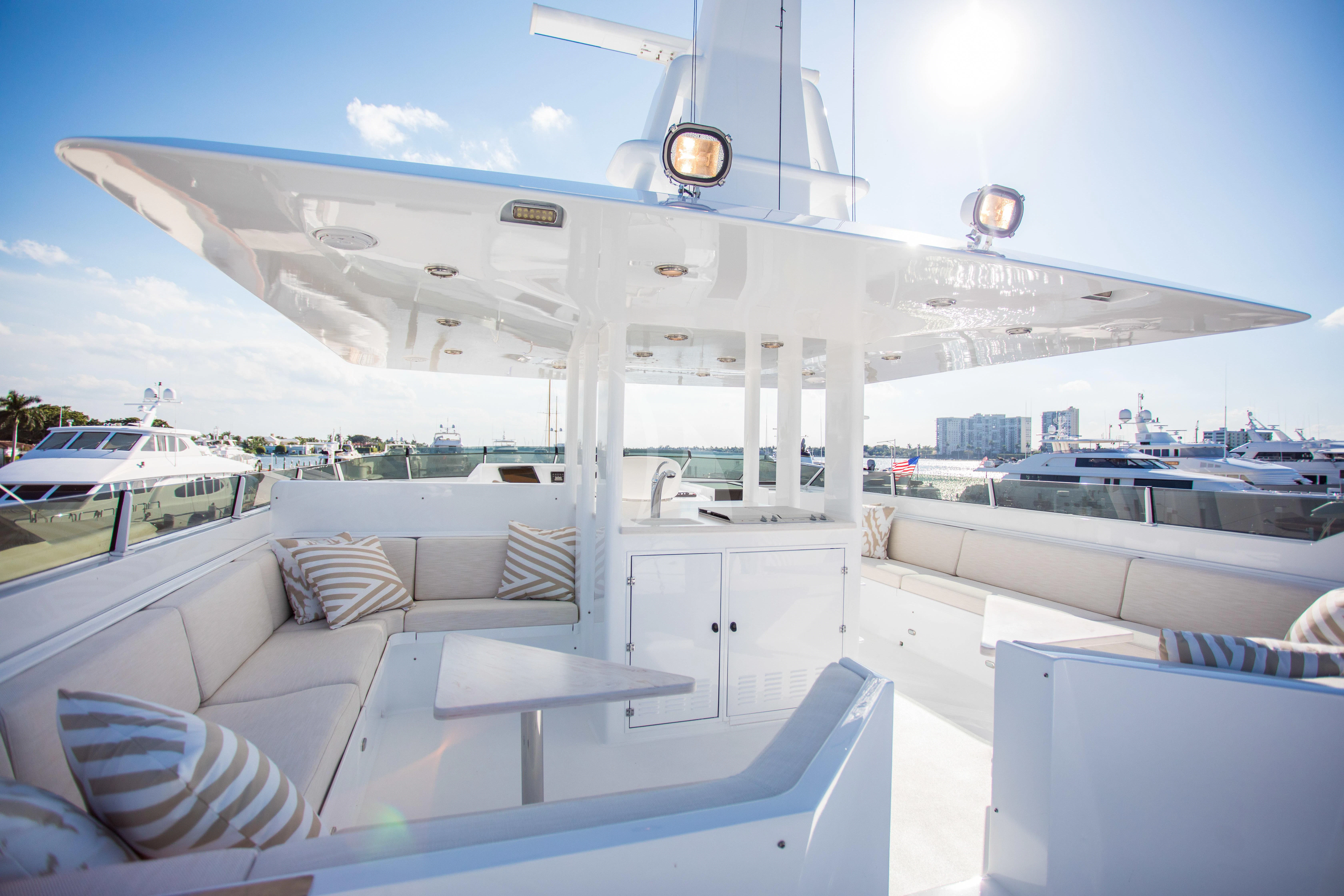 a large white building with a large glass ceiling aboard VIAGGIO Yacht for Sale