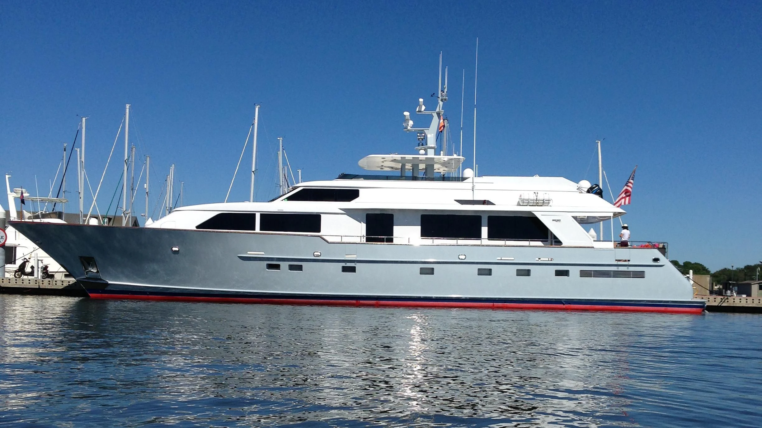 a large white boat aboard VIAGGIO Yacht for Sale
