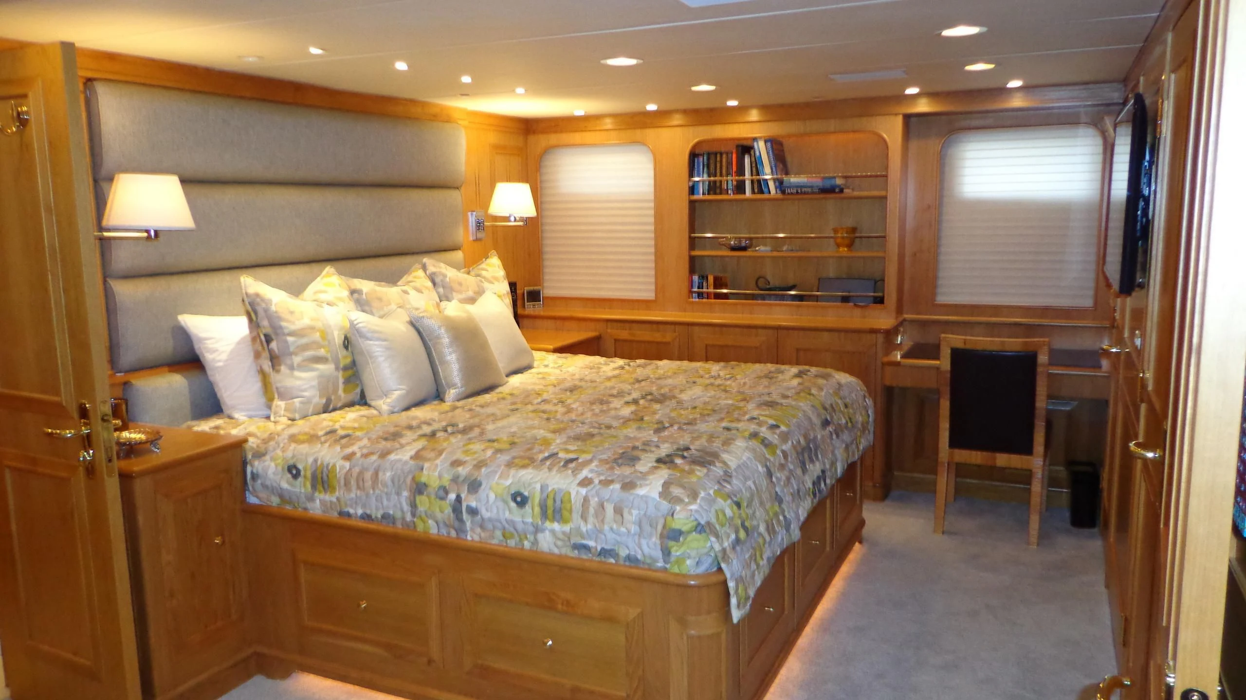 a bed in a room aboard VIAGGIO Yacht for Sale