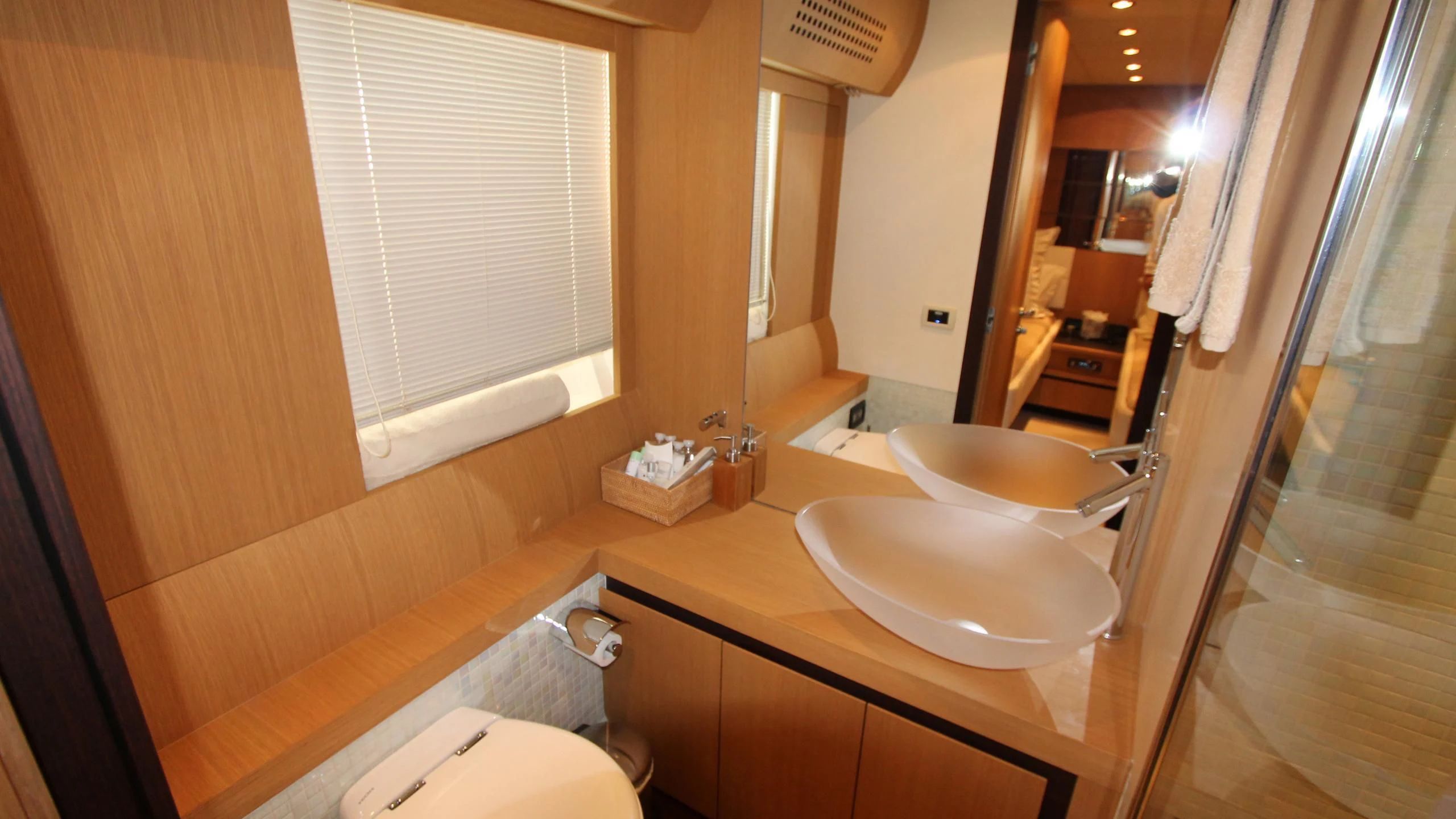a bathroom with a sink and a toilet aboard A&O Yacht for Sale