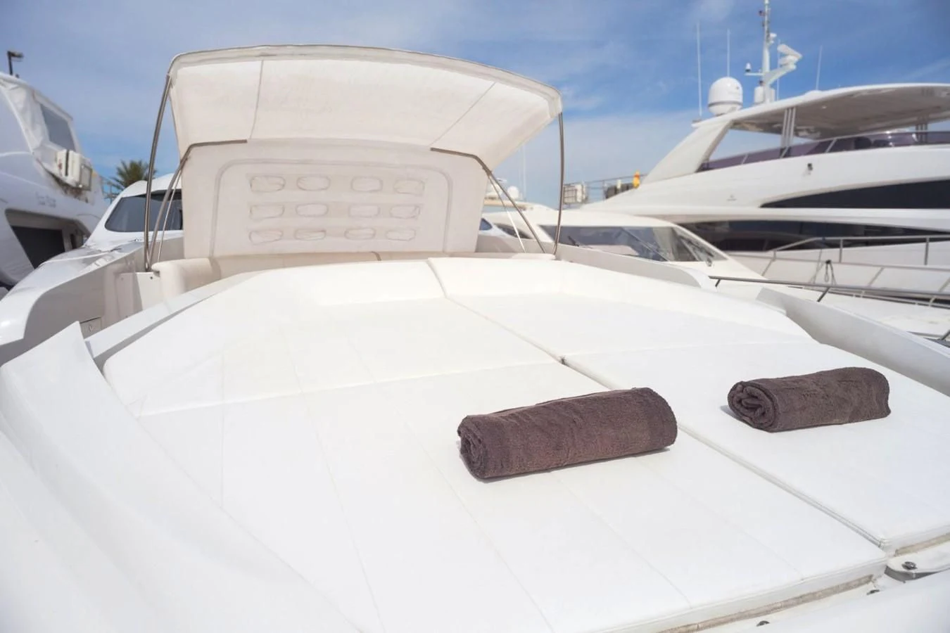 the front of a white car aboard A&O Yacht for Sale