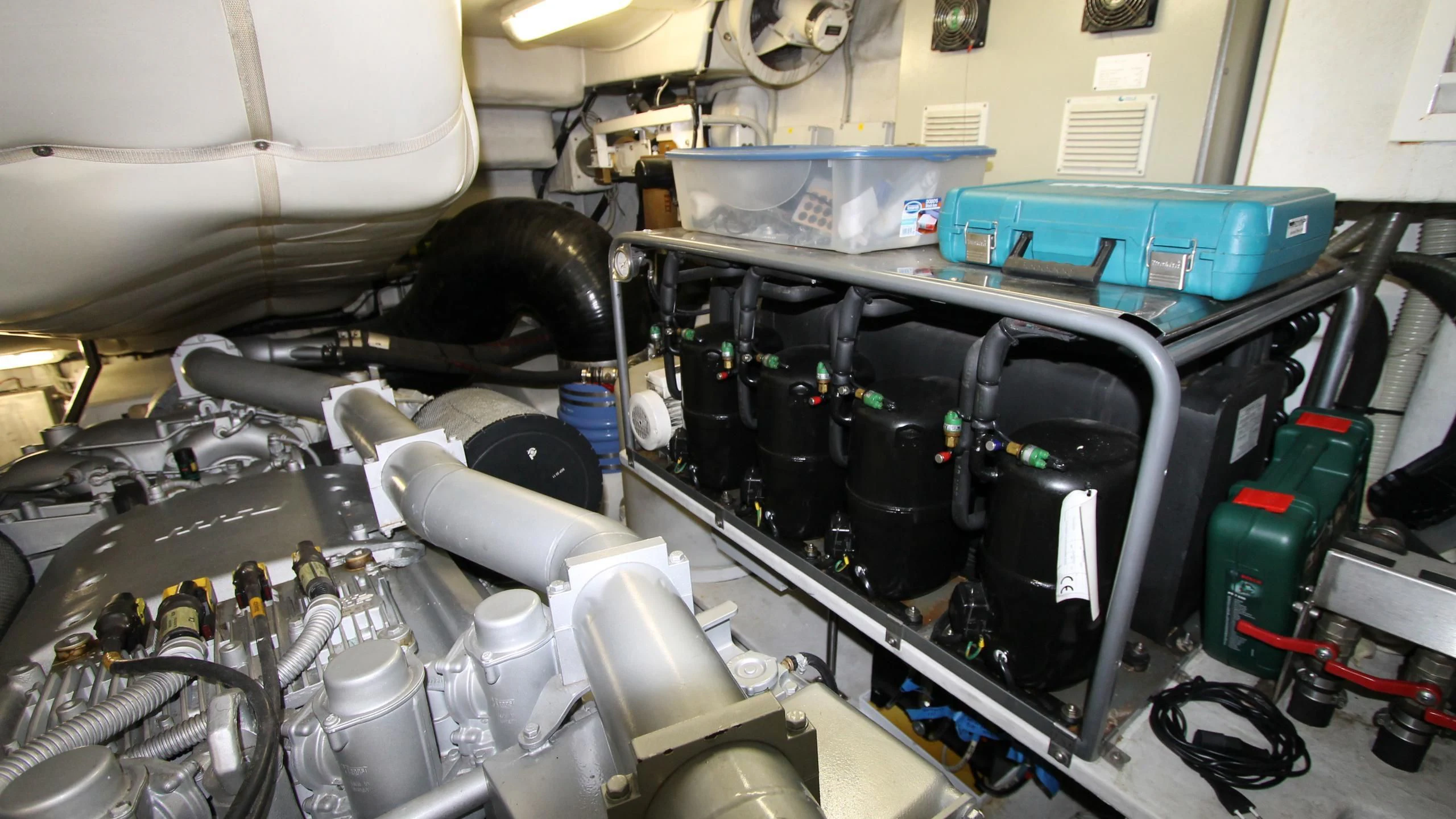 a machine with a blue container aboard A&O Yacht for Sale