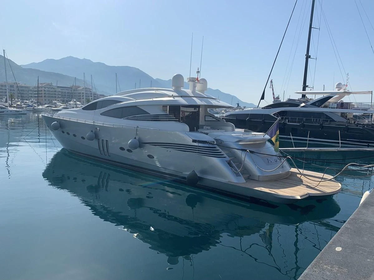 a group of boats are parked in a harbor aboard A&O Yacht for Sale