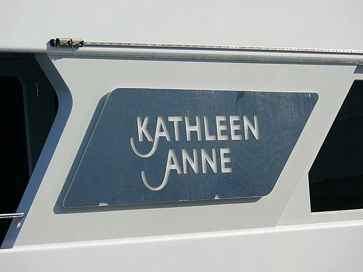 a blue car with white writing on it aboard KATHLEEN ANNE Yacht for Sale