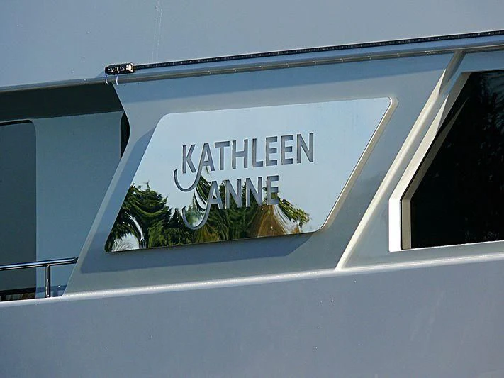 a sign on a car aboard KATHLEEN ANNE Yacht for Sale