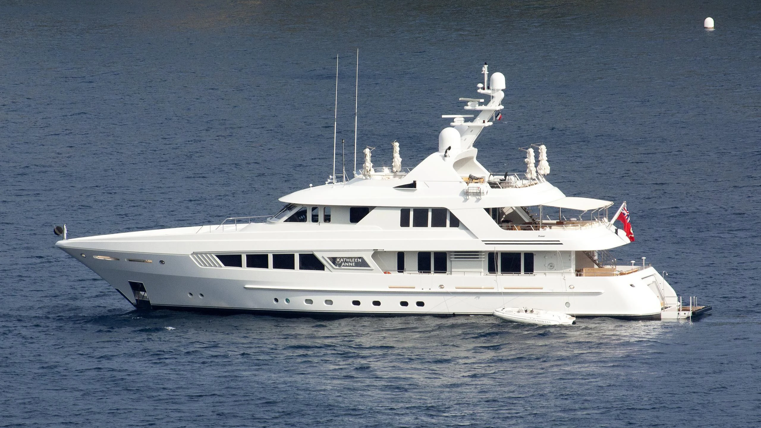 a white yacht in the water aboard KATHLEEN ANNE Yacht for Sale