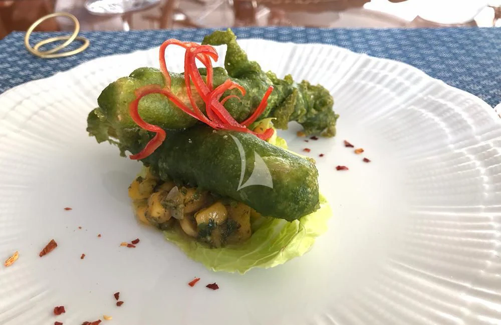 a plate of food aboard KATHLEEN ANNE Yacht for Sale