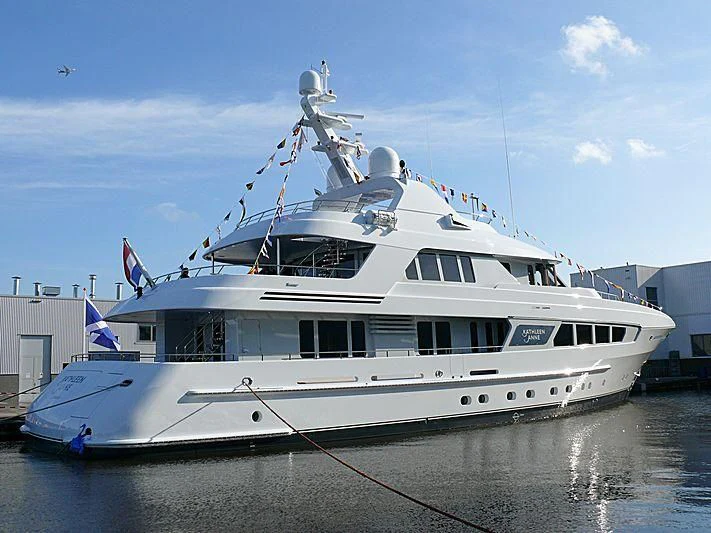 a large white yacht aboard KATHLEEN ANNE Yacht for Sale