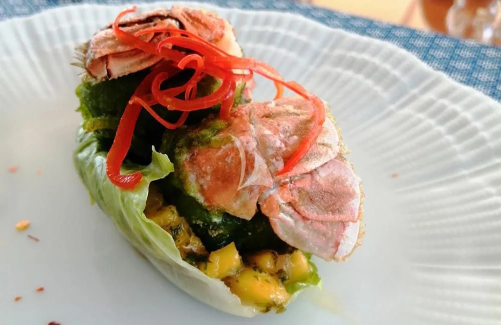 a plate of food aboard KATHLEEN ANNE Yacht for Sale