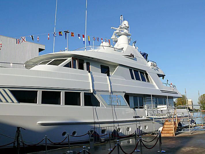 a large white boat aboard KATHLEEN ANNE Yacht for Sale